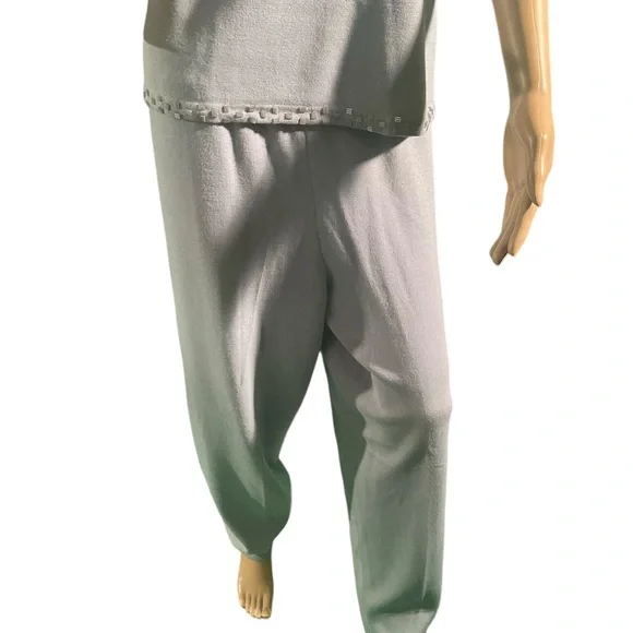 Side Effects Women's Size XL Vintage 2 Piece Blue Beaded Cotton AcrylicPant Suit - Picture 3 of 15